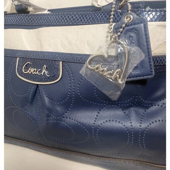 NWT Coach F19969 Perforated Elevated Leather Park Denim Tote with Charm - Picture 11 of 15